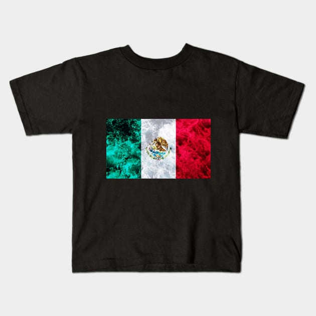 Flag of Mexico – Ocean Waves Kids T-Shirt by DrPen